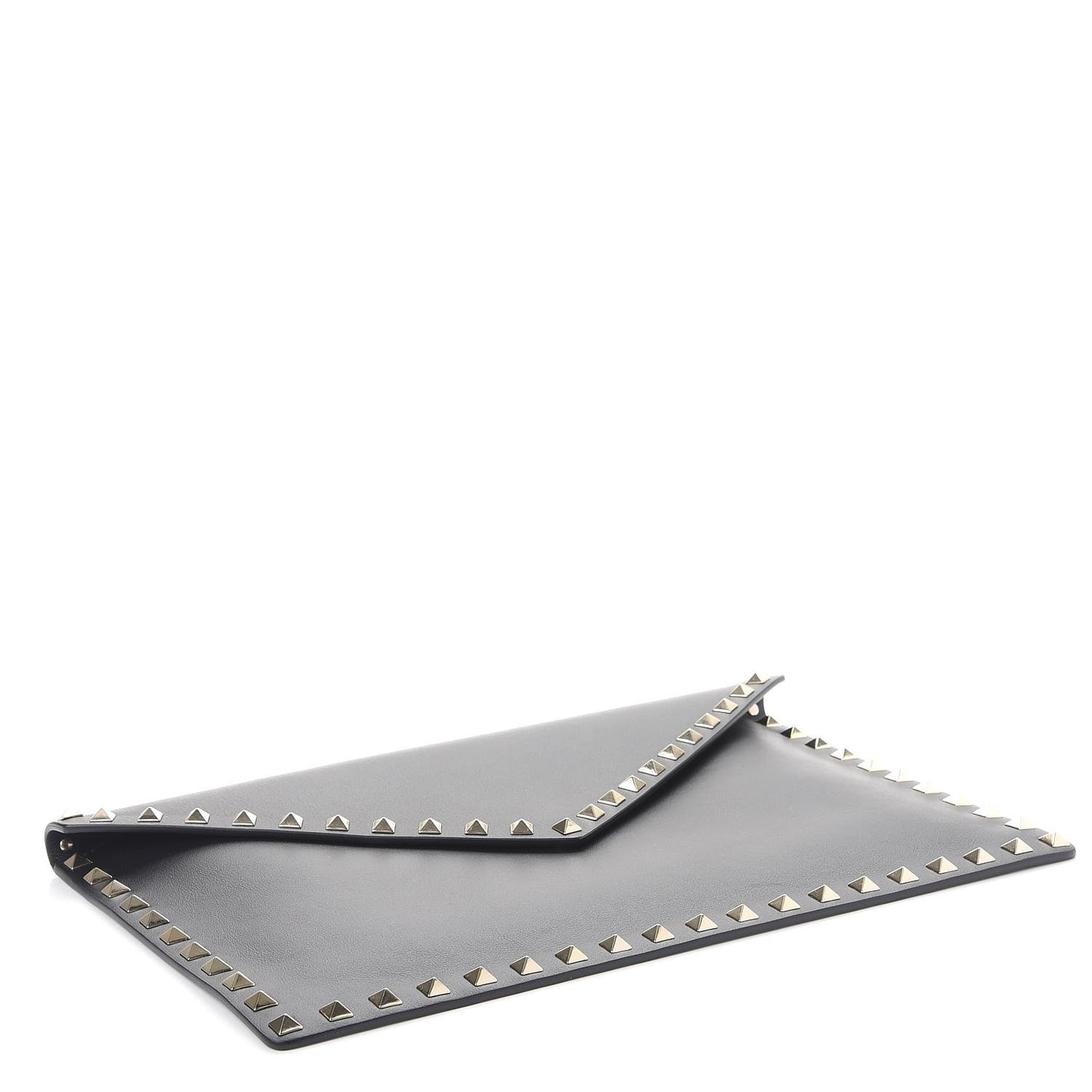 Vitello Large Rockstud Envelope Clutch Black