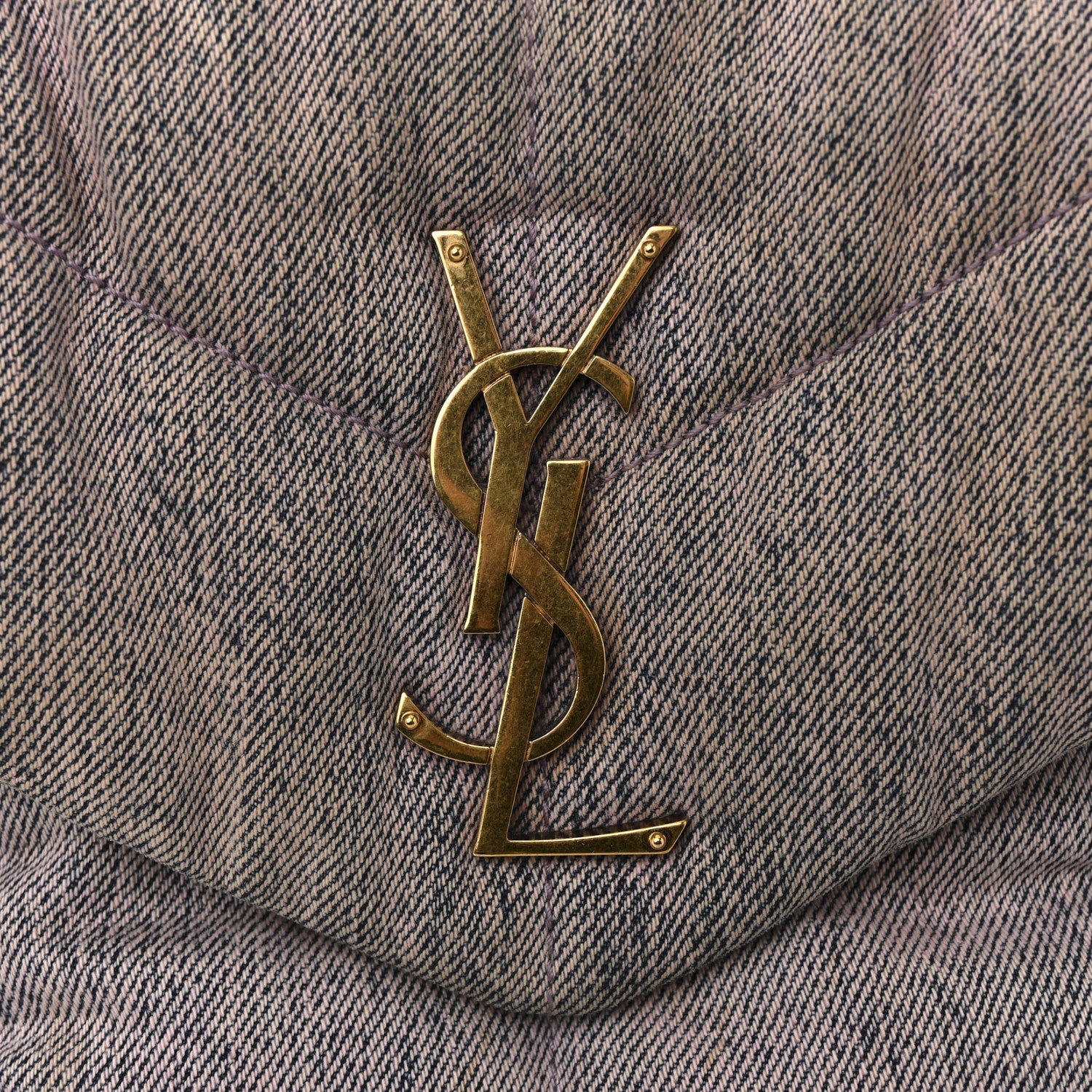 Saint Laurent Denim Quilted Small Loulou Puffer Monogram Chain Satchel Bleached Lilac 11 of 13