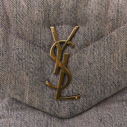 Saint Laurent Denim Quilted Small Loulou Puffer Monogram Chain Satchel Bleached Lilac 11 of 13