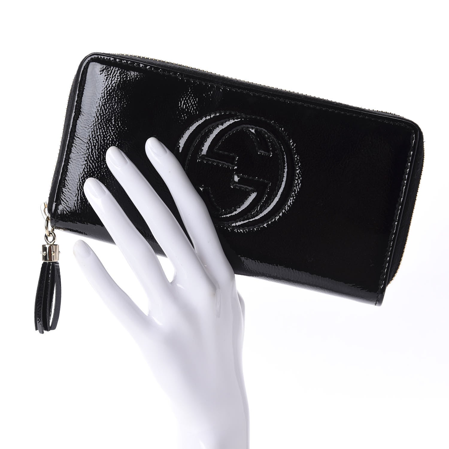 Gucci Patent Calfskin Soho Zip Around Wallet Black 2 of 10