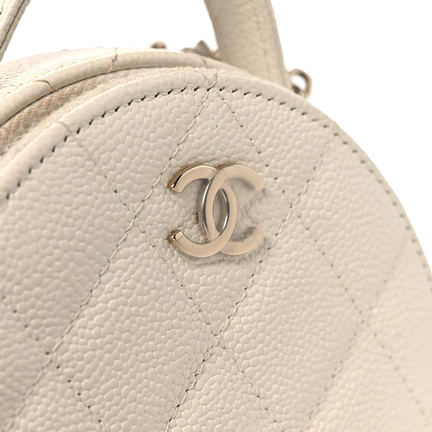 Chanel Caviar Quilted Round Handle With Care Vanity With Chain White 11 of 14