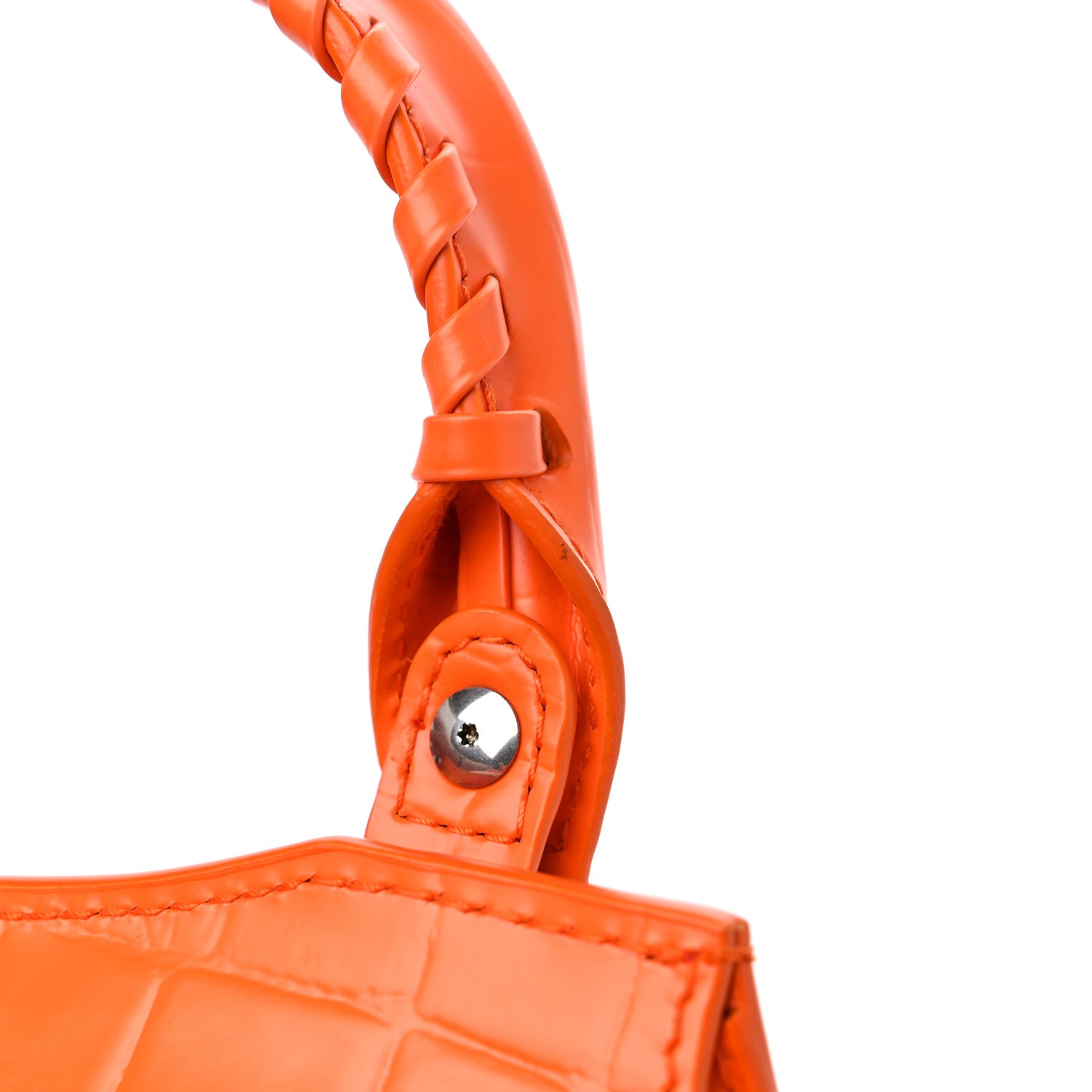 Balenciaga Semi Shiny Calfskin Crocodile Embossed Neo Classic Silver Hardware Mini City Orange 13 of 13