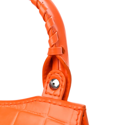 Balenciaga Semi Shiny Calfskin Crocodile Embossed Neo Classic Silver Hardware Mini City Orange 13 of 13