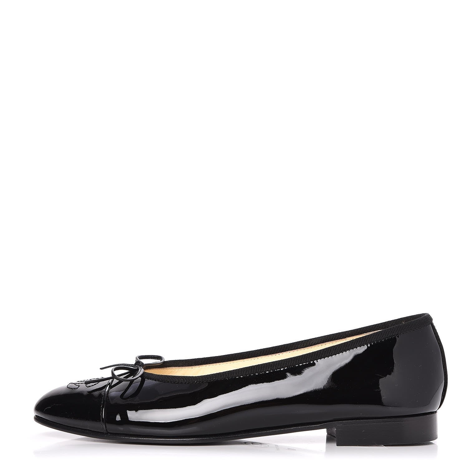 Chanel Patent CC Cap Toe Ballerina Flats 37 Black 1 of 9