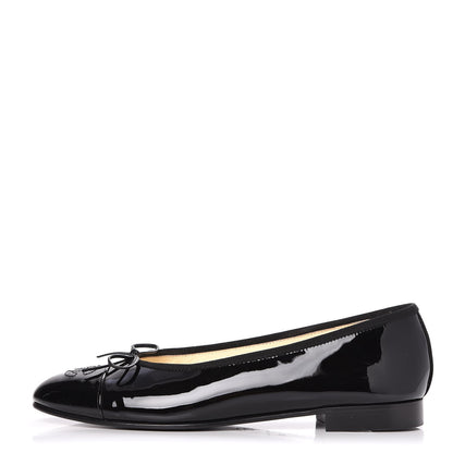 Chanel Patent CC Cap Toe Ballerina Flats 37 Black 1 of 9