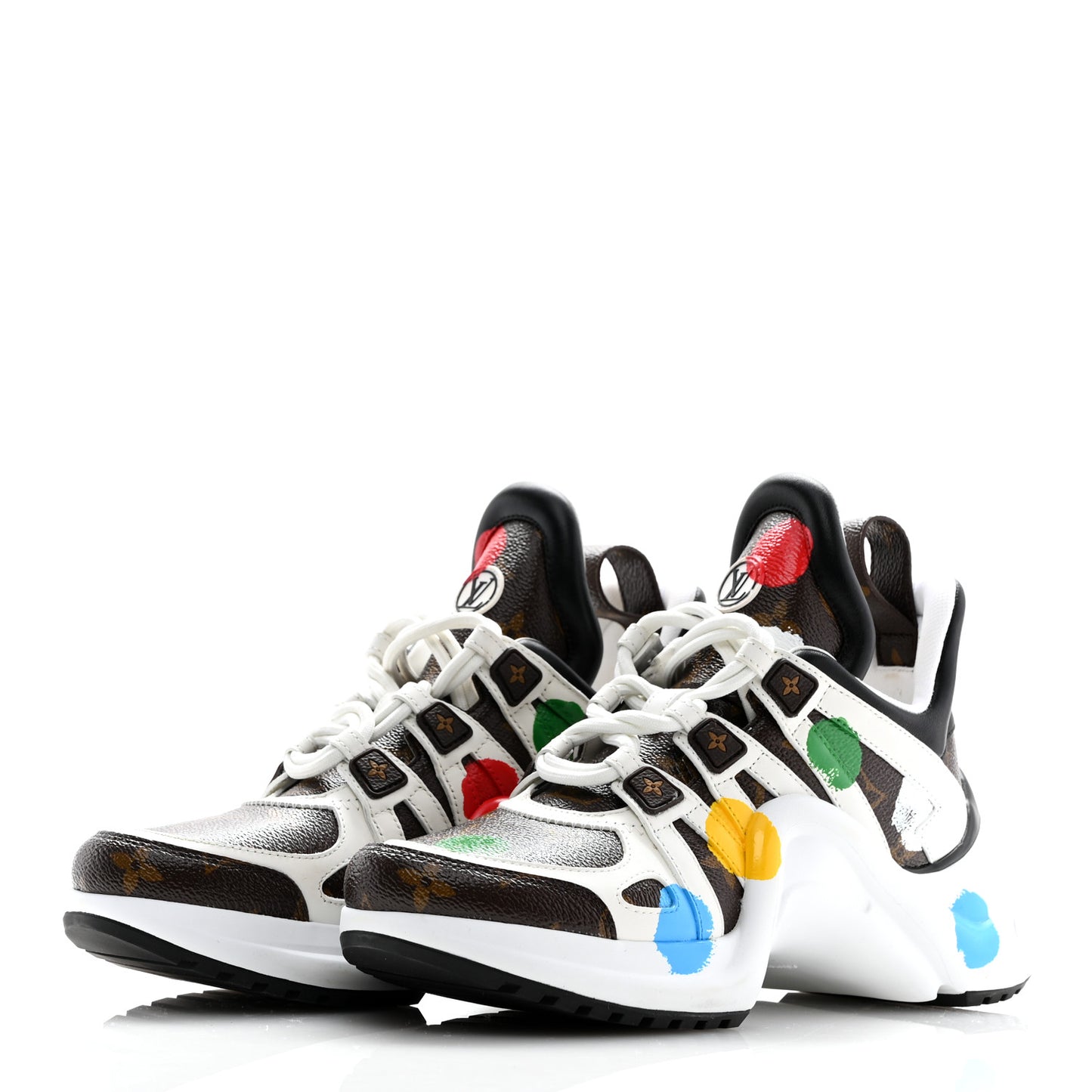 LV X YK Calfskin Monogram Dots Monogram Archlight Sneakers 38 White