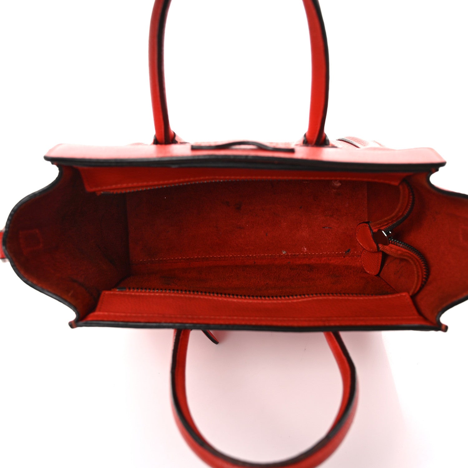 Celine Drummed Calfskin Nano Luggage Vermillion 5 of 17