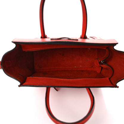Celine Drummed Calfskin Nano Luggage Vermillion 5 of 17