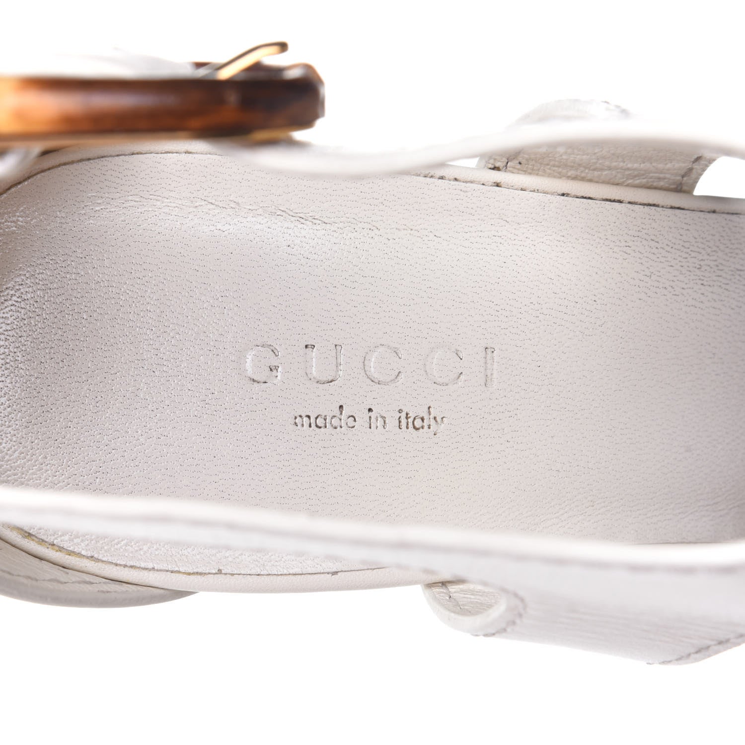 Gucci Calfskin Lifford Bamboo Buckle Platform High Heel Sandals 38 White 9 of 10