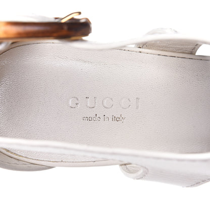 Gucci Calfskin Lifford Bamboo Buckle Platform High Heel Sandals 38 White 9 of 10