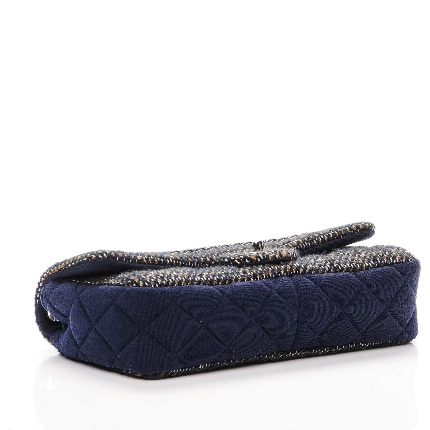 Jersey Tweed Quilted Small Flap Navy