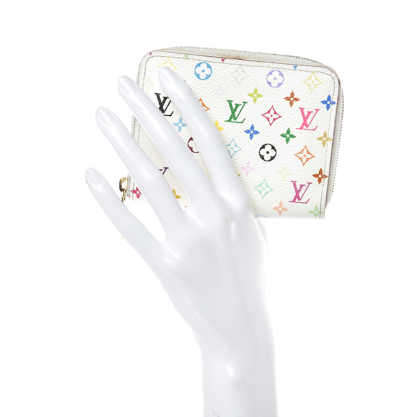Monogram Multicolor Zippy Coin Purse Wallet White Litchi