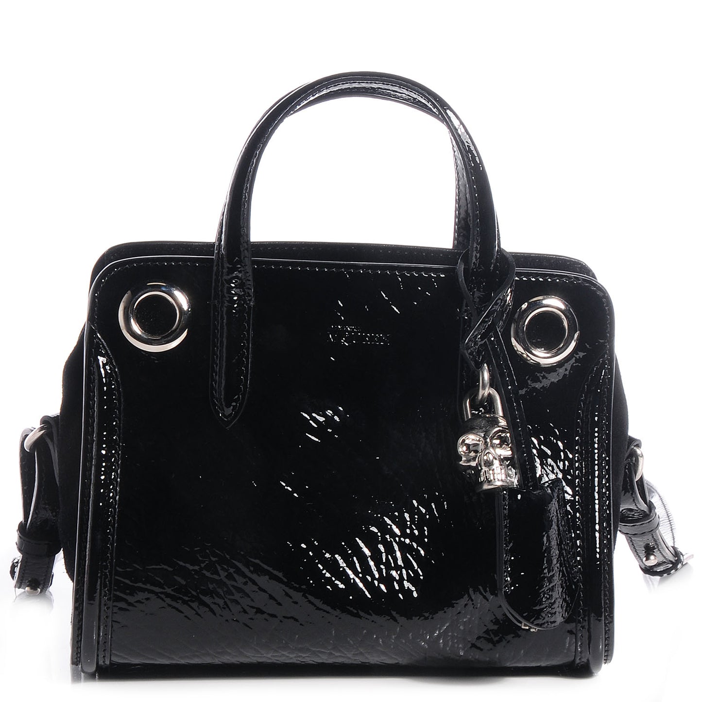 Grainy Patent Suede Mini Eyelet Padlock Black
