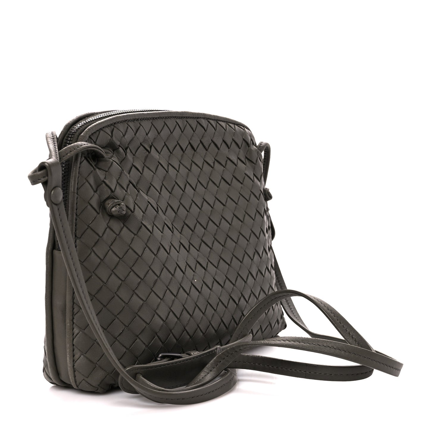 Nappa Intrecciato Nodini Crossbody Messenger Light Grey
