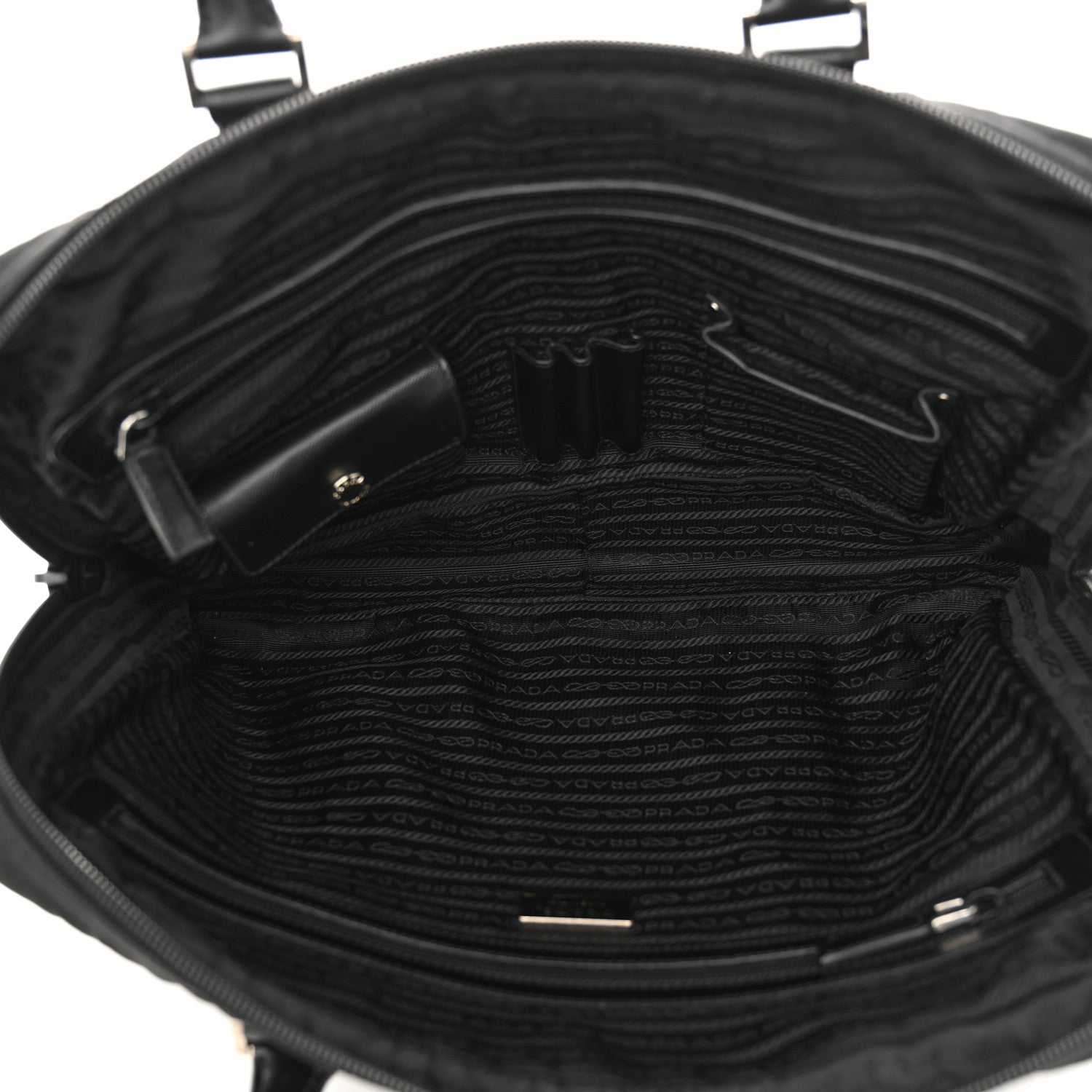 Prada Tessuto Nylon Saffiano Metal Triangle Logo Work Bag Black 5 of 10