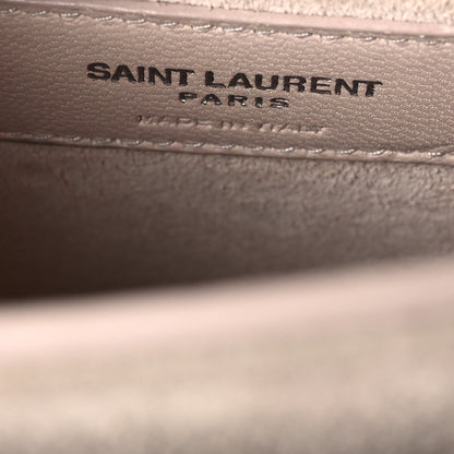 Saint Laurent Calfskin Crocodile Embossed Medium Monogram Sunset Dark Beige 7 of 13