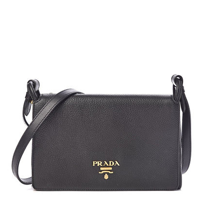 Prada Vitello Daino Crossbody Flap Black 1 of 10