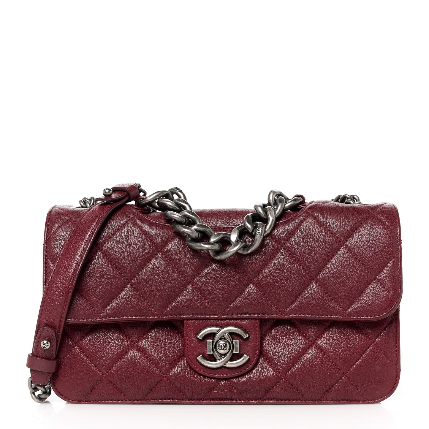 Goatskin Quilted Medium Perfect Edge Flap Burgundy