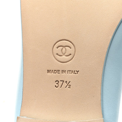 Chanel Lambskin Cap Toe CC Ballerina Flats 37.5 Blue Burgundy 7 of 10