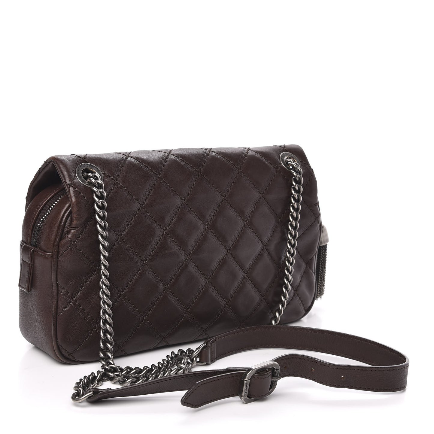 Calfskin Quilted Medium Coco Sporran Flap Brown