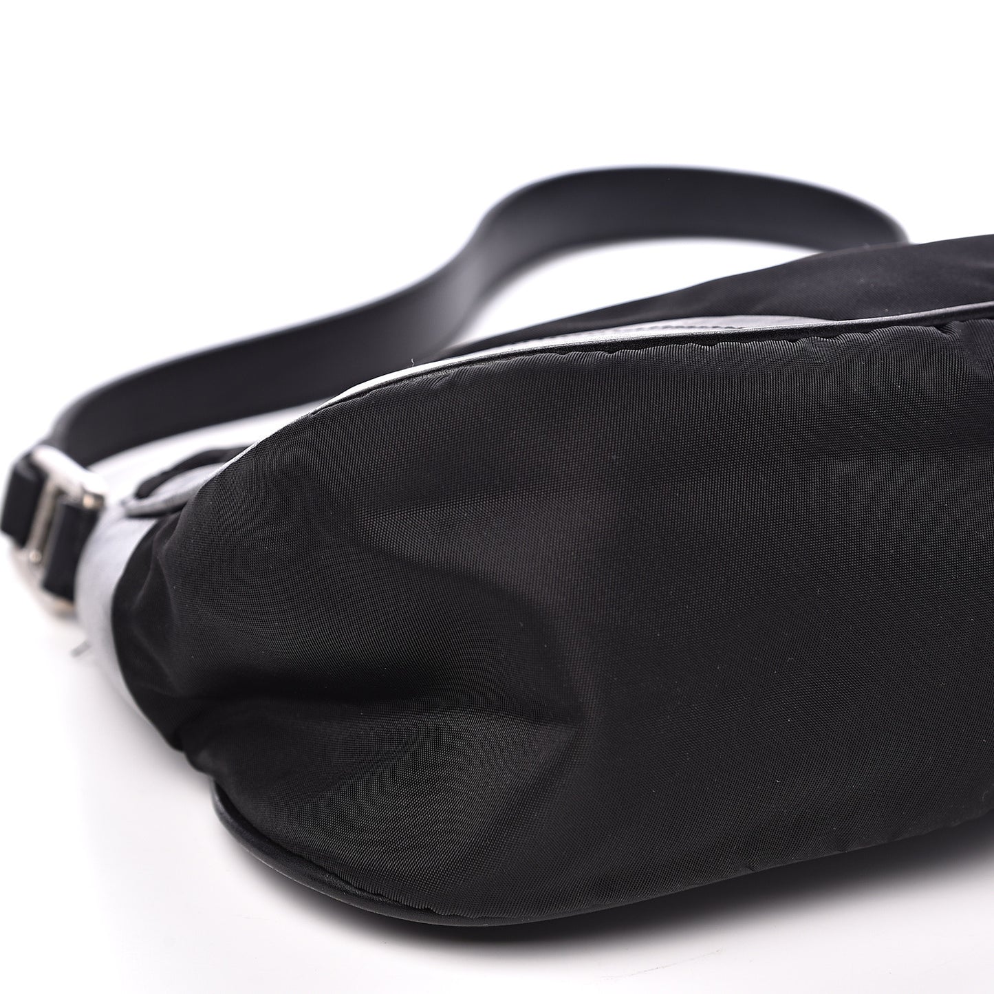 Tessuto Nylon Soft Calfskin Shoulder Bag Black