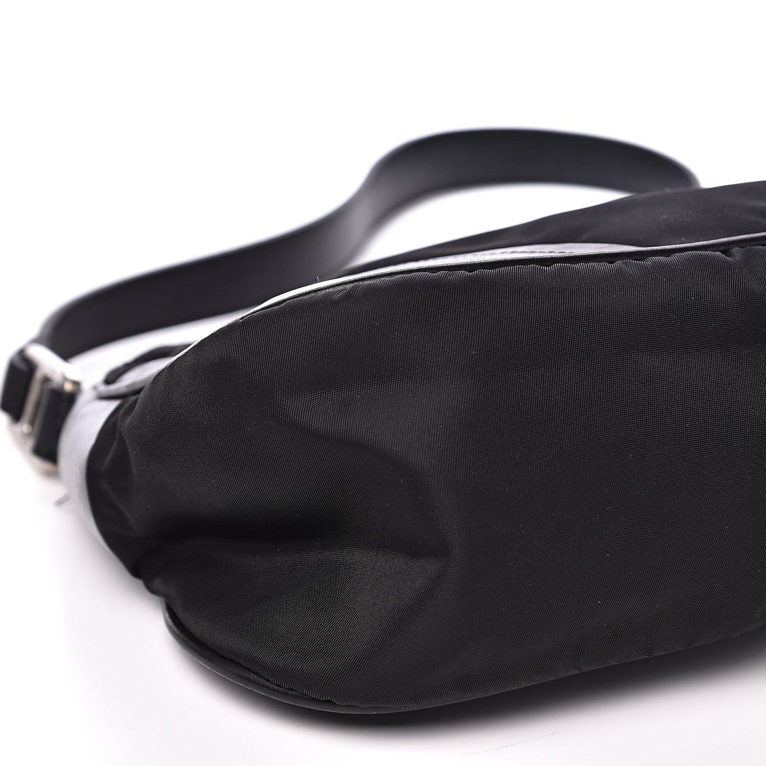 Prada Tessuto Nylon Soft Calfskin Shoulder Bag Black 6 of 15