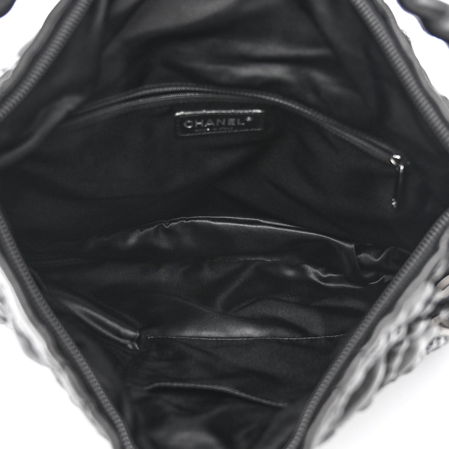 Quilted Lambskin Hidden Chain Hobo Black