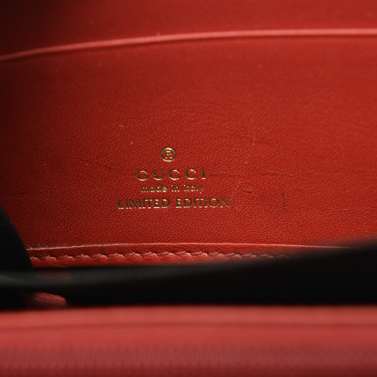 GG Supreme Monogram Kingsnake Heart Embroidered Zip Around Wallet Red