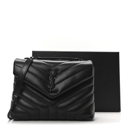 Saint Laurent Calfskin Y Quilted Monogram Monochrome Small Loulou Chain Satchel Black 11 of 11