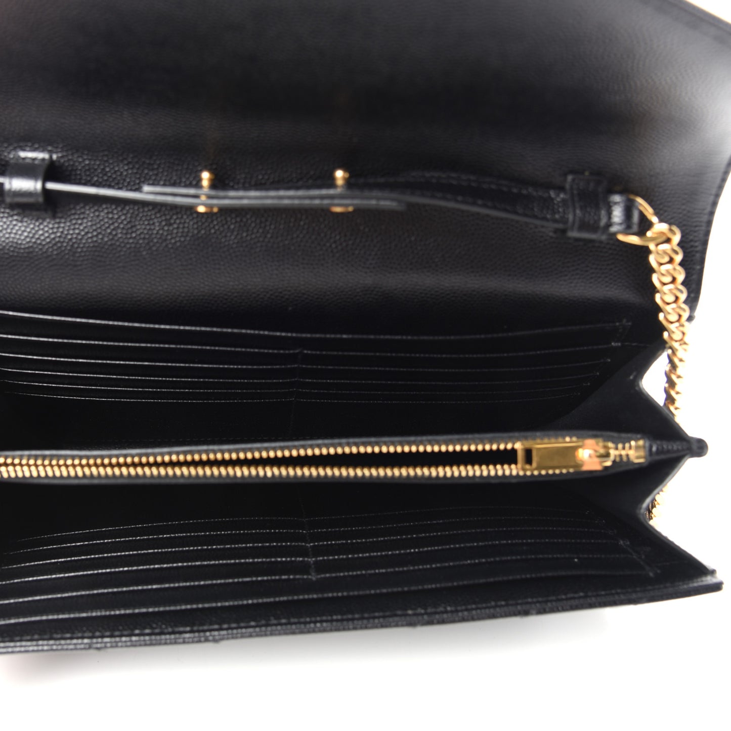 Grain De Poudre Matelasse Chevron Monogram Chain Wallet Black
