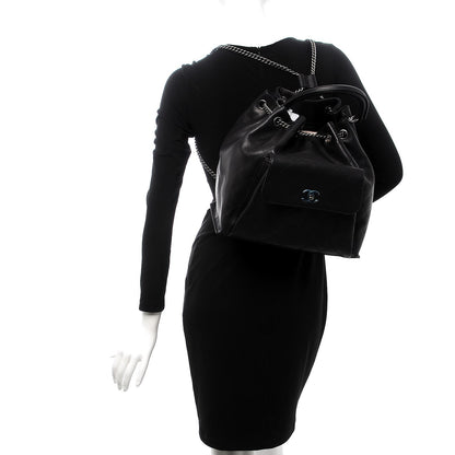 Chanel Calfskin Stitched Large Urban Luxury Drawstring Backpack Black 2 of 8