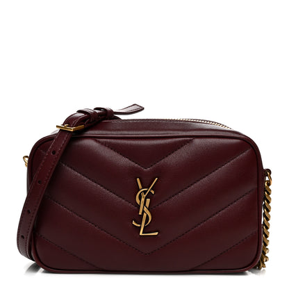 Saint Laurent Lambskin Chevron Quilted Mini Loulou Camera Bag  Rouge Cabernet 1 of 10