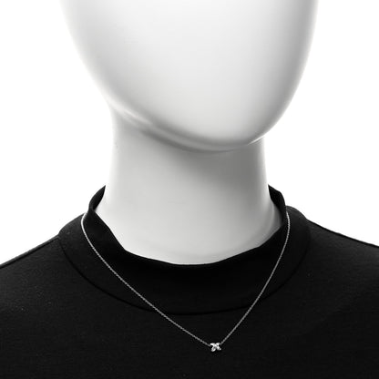 Tiffany 18K White Gold Diamond Mini Cross Stitch Pendant Necklace 2 of 4