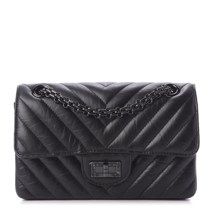 Chanel Aged Calfskin Chevron Quilted 2.55 Reissue Mini Flap So Black 1 of 10