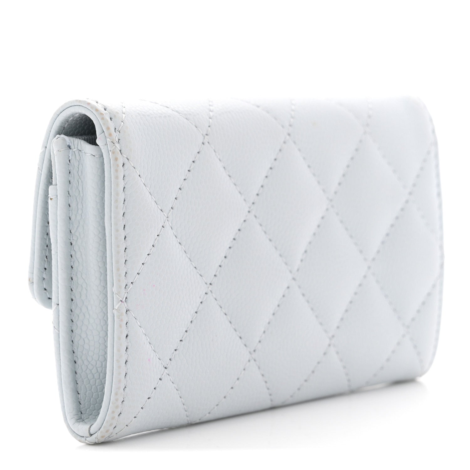 Chanel Caviar Quilted Crystal CC Flap Card Holder Light Blue 3 of 7