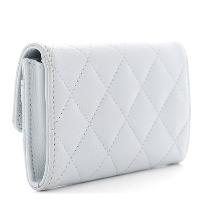 Chanel Caviar Quilted Crystal CC Flap Card Holder Light Blue 3 of 7