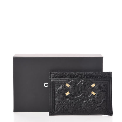 Chanel Caviar Quilted Filigree Card Holder Black 9 of 9