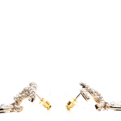 Chanel Pearl Baguette Crystal CC Drop Earrings Gold 3 of 4