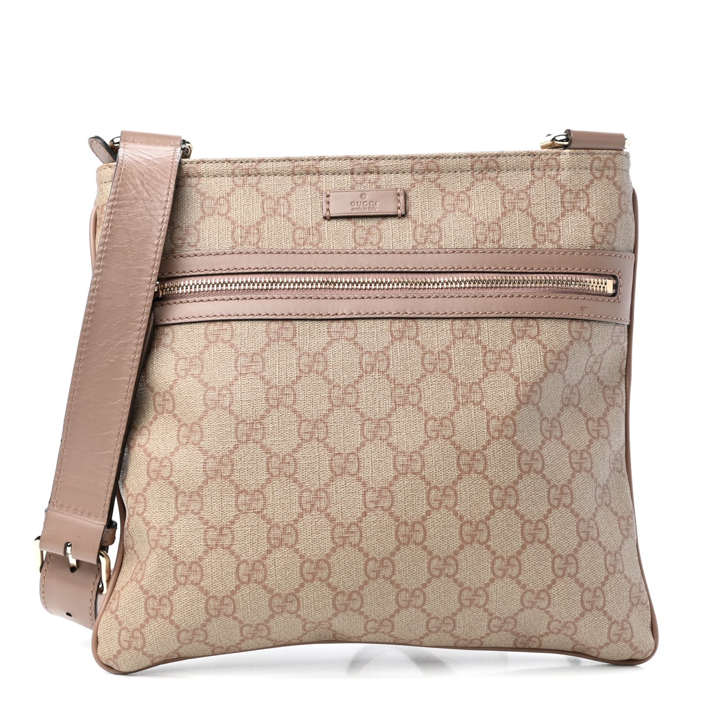 GG Supreme Monogram Selleria Calfskin Small Flat Messenger Bag Pink
