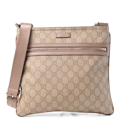 Gucci GG Supreme Monogram Selleria Calfskin Small Flat Messenger Bag Pink 1 of 10