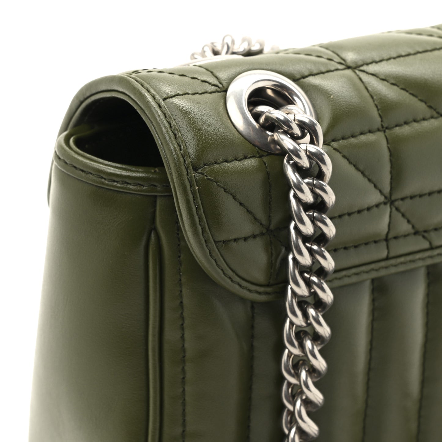 Calfskin Matelasse Aria Small GG Marmont Shoulder Bag Military Wood