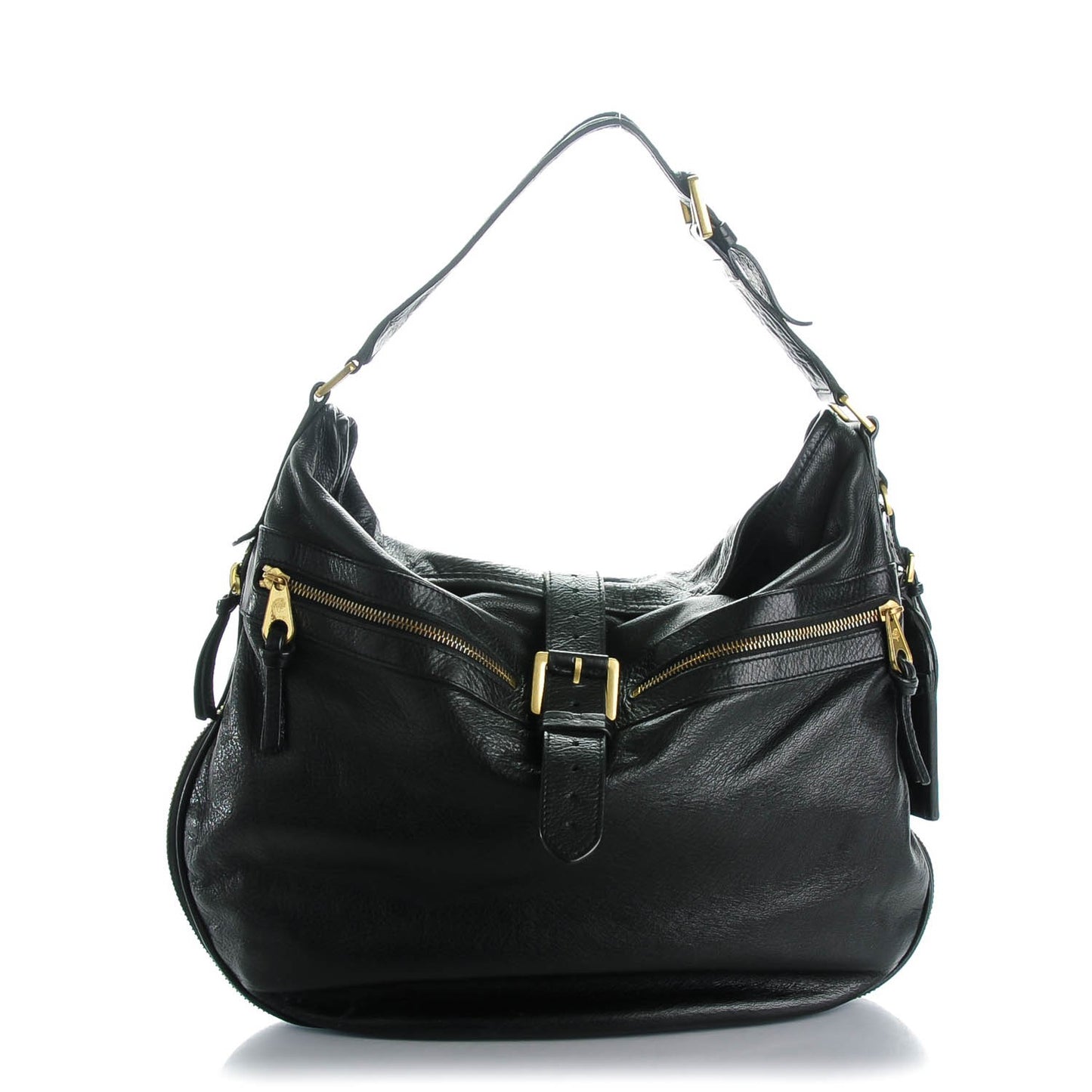 Spongy Calfskin Mabel Hobo Black