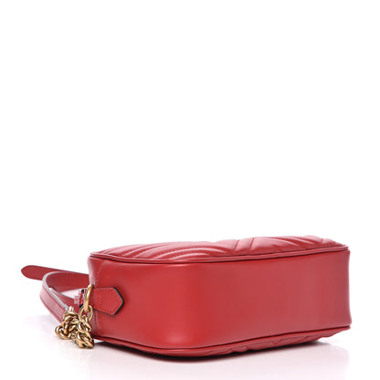 Gucci Calfskin Matelasse Small GG Marmont Chain Shoulder Bag Hibiscus Red 4 of 11