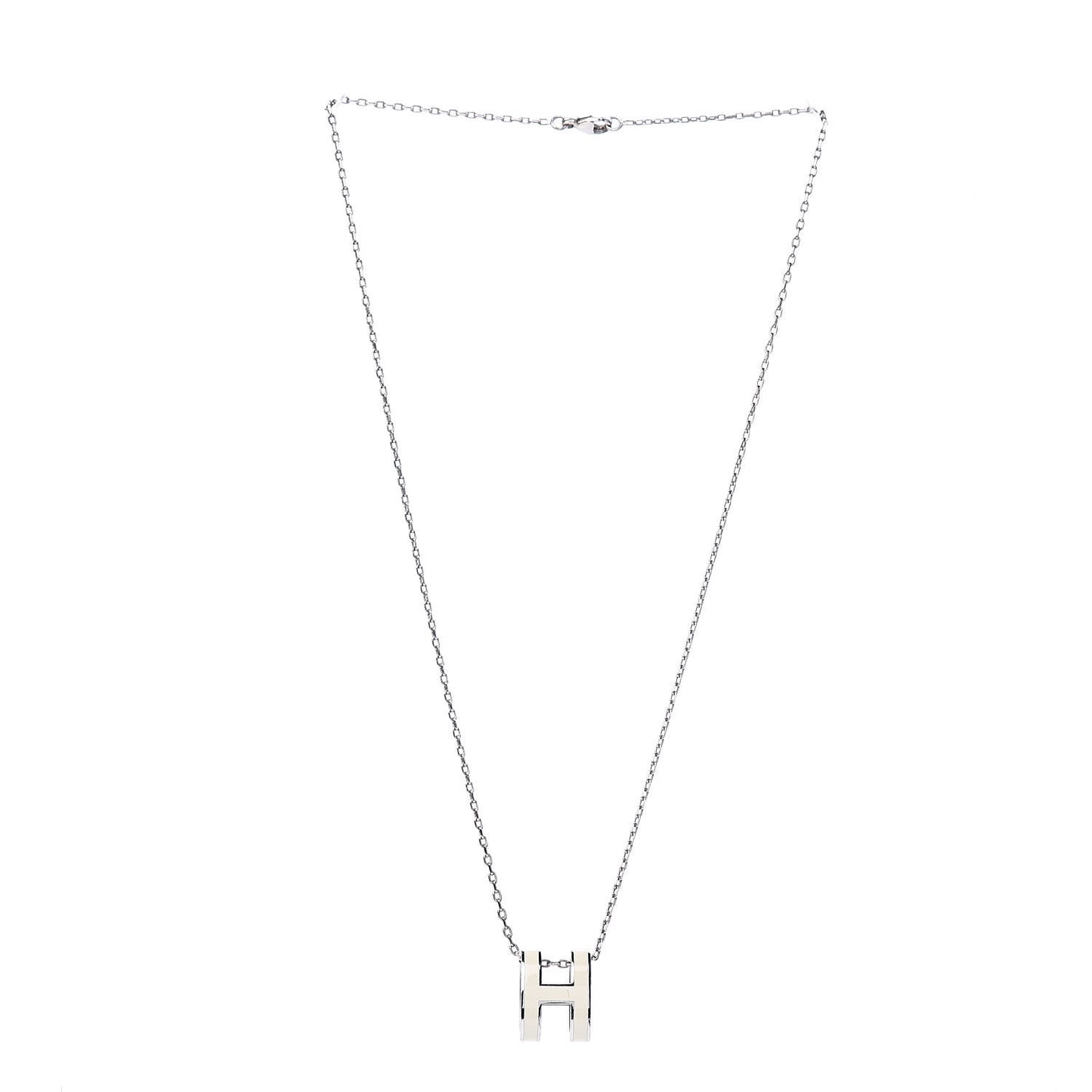 Lacquered Palladium Pop H Pendant Necklace White
