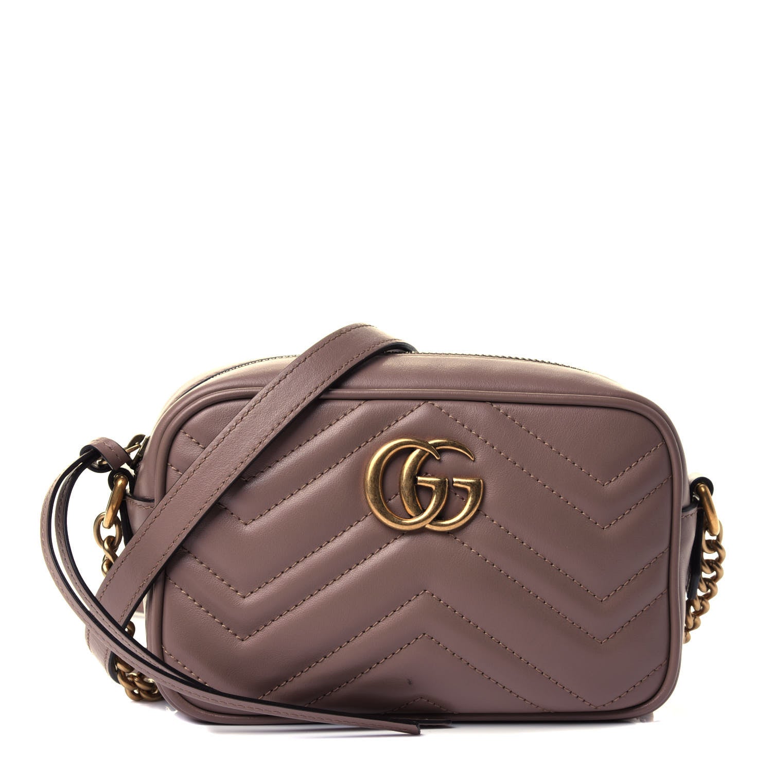 Gucci Calfskin Matelasse Mini GG Marmont Chain Shoulder Bag Porcelain Rose 1 of 4