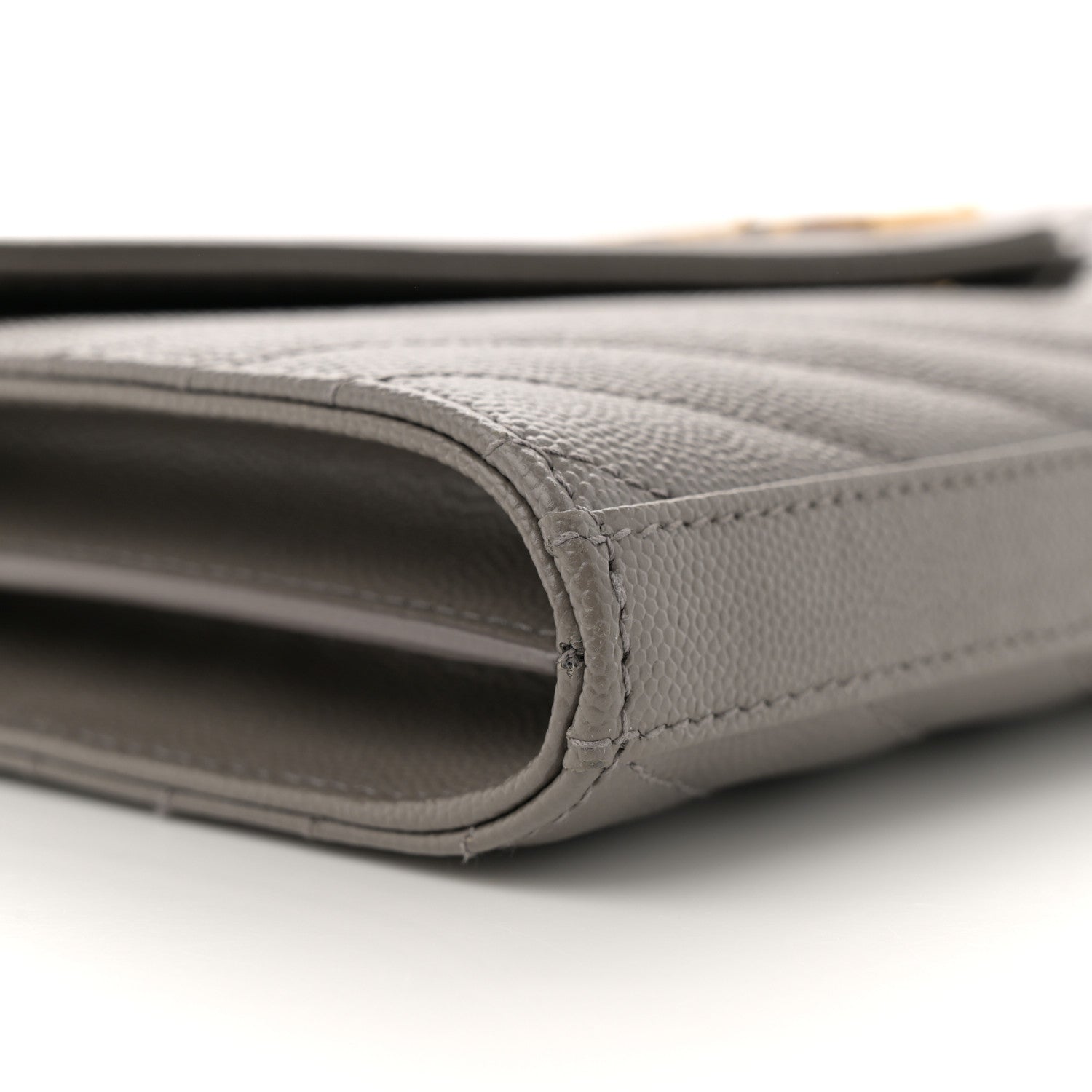 Saint Laurent Grain De Poudre Matelasse Chevron Monogram Chain Wallet Fog 9 of 10