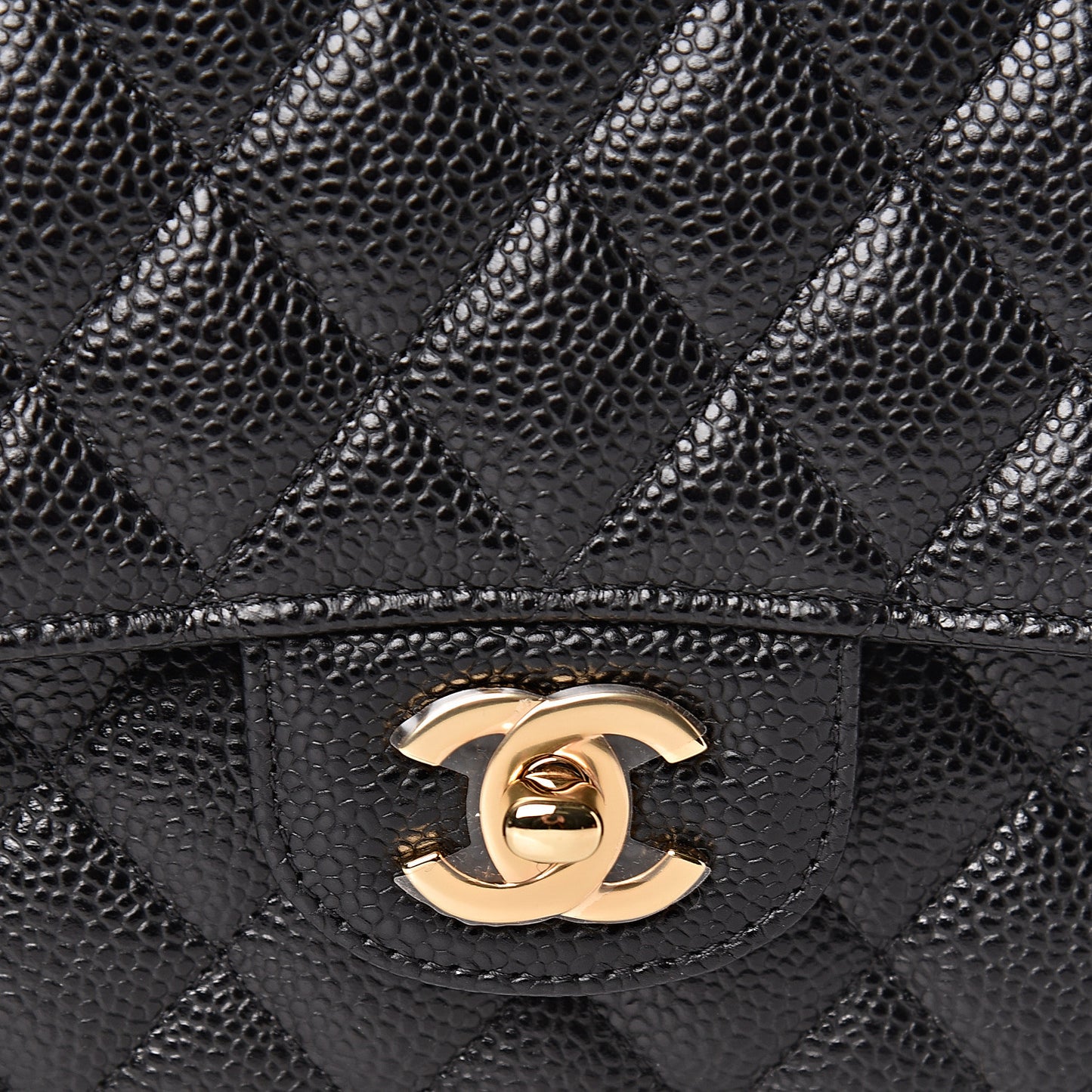 Caviar Quilted Medium Double Flap Black