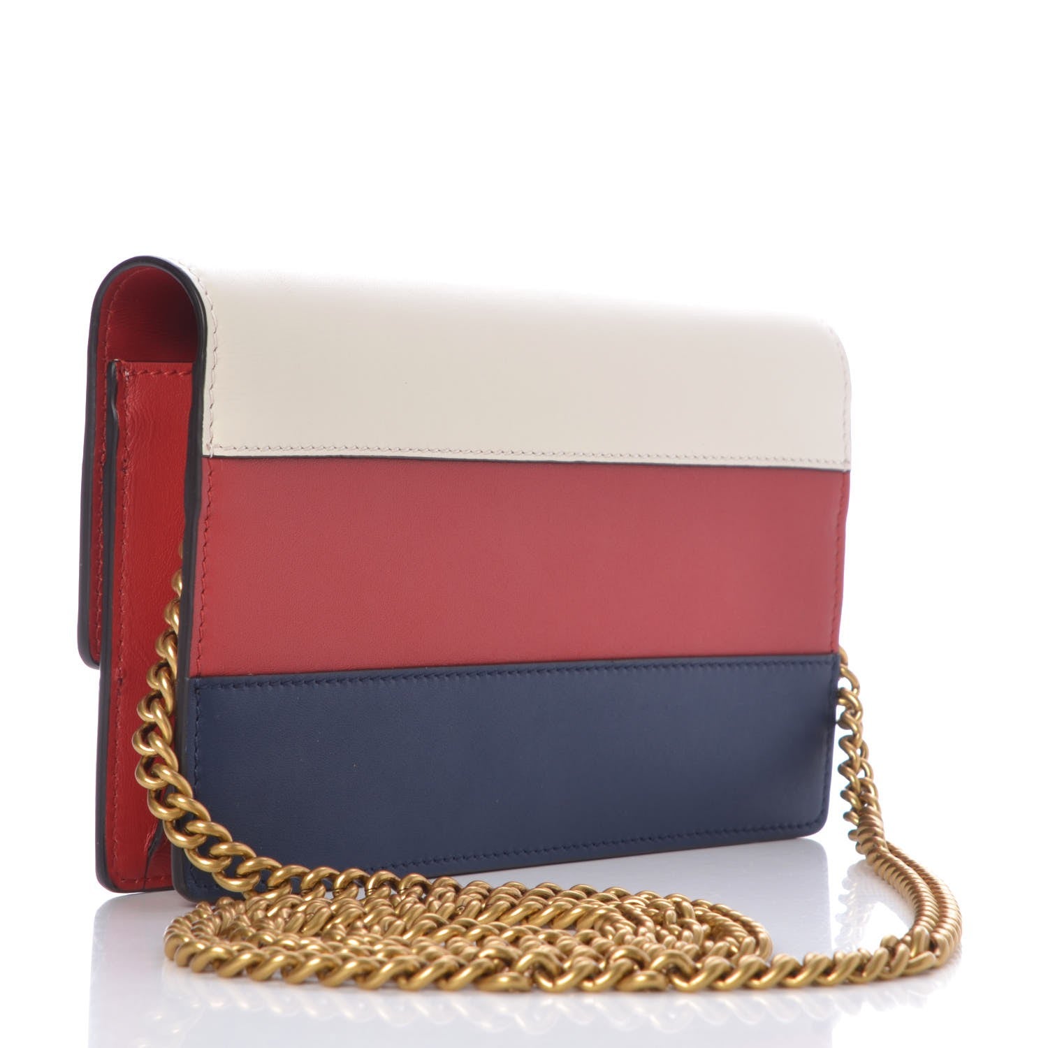 Gucci Calfskin Queen Margaret Chain Wallet Blue Agata Hibiscus Red Mystic White 3 of 6