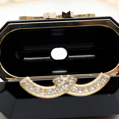 Chanel Resin Crystal Pearl Airpods Pro Holder Necklace Black Pearly White 5 of 7