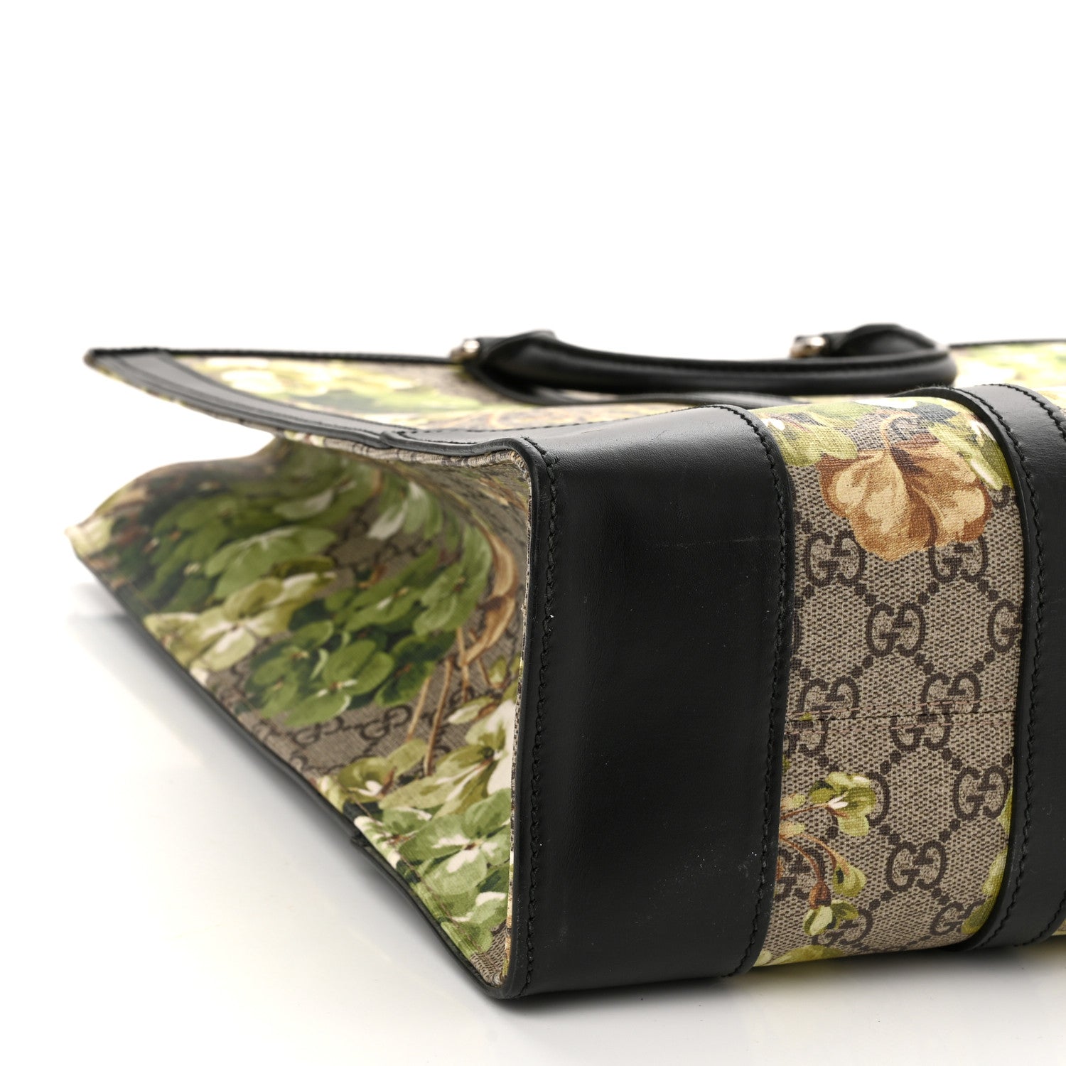 Gucci GG Supreme Monogram Blooms Vertical Tote Beige New Military Black 9 of 12